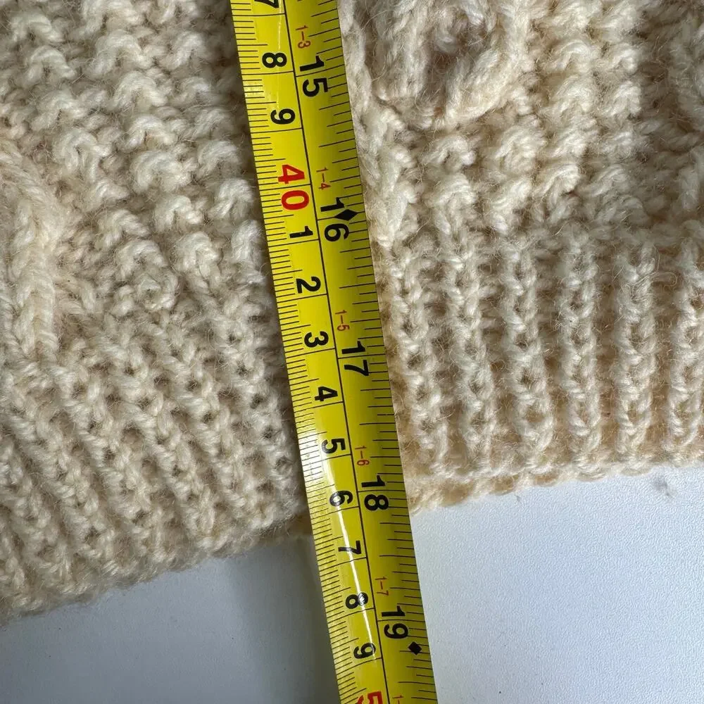 Irish Hand Knit Fitzpatrick Sweater 100% Wool Cable Knit Kids 12-14 (Wms XS)